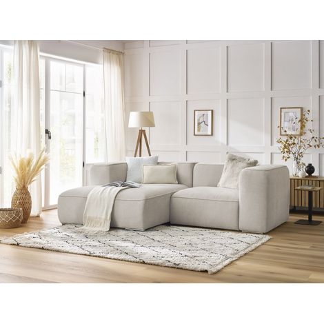 BOBOCHIC - Canapé d'angle fixe compact ZEPHYR Angle gauche  Beige (1/5)