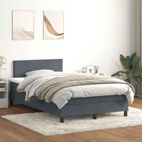 Boxspringbett mit Matratze & LED Dunkelgrau 120x220 cm Samt