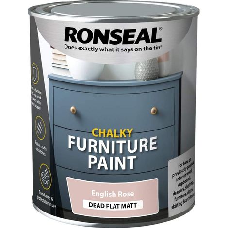 Ronseal Chalky Furniture Paint - English Rose - 750ml (1/3)