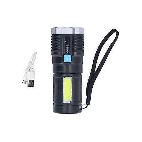 Lampe torche LED à quatre cœurs, rechargeable par USB, projecteur d'extérieur multifonctionnel avec indicateur de batterie (1/5)