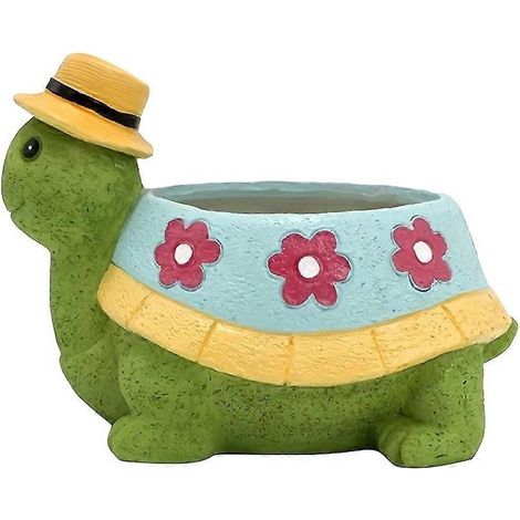 Pot de fleurs en forme de tortue, jardinière d'intérieur et d'extérieur, pots pour plantes succulentes, pots décoratifs en résine pour bureau, fleurs - JBMEDIA (1/4)