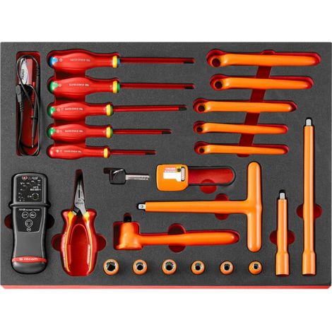 Facom – Module de servante pour véhicules électriques – 23 outils spécifiques – Tournevis, douilles et clés à anneau coudées – Pour chariots d'atelier