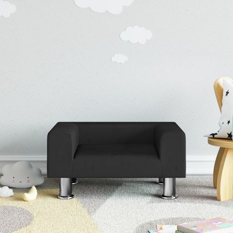 Furniture Limited - Sofá para niños de terciopelo negro (1/5)