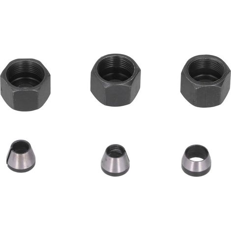 Jeu d'adaptateurs de mandrin pour défonceuse - 6 pièces en acier carbone 6mm, 6.35mm, 8mm avec écrous (1/5)