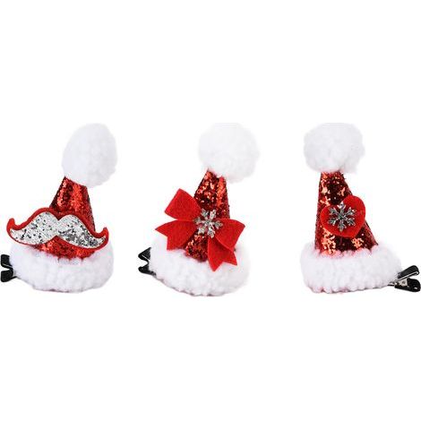3 weihnachtliche Haarspangen in Form von Weihnachtsmannmützen – Hochwertiges, weiches und angenehmes Material – Einzigartiges Design (1/5)