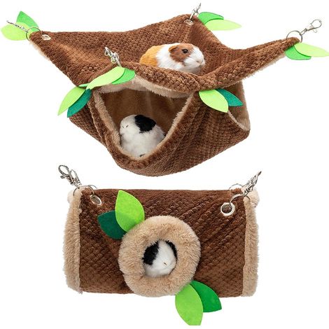 Hangmat - Tunnel Et Lit Superposé Pour Rongeurs - Flanel Douce - Convient Hamsters Chinchillas Rats Gerbilles - Lot De 2