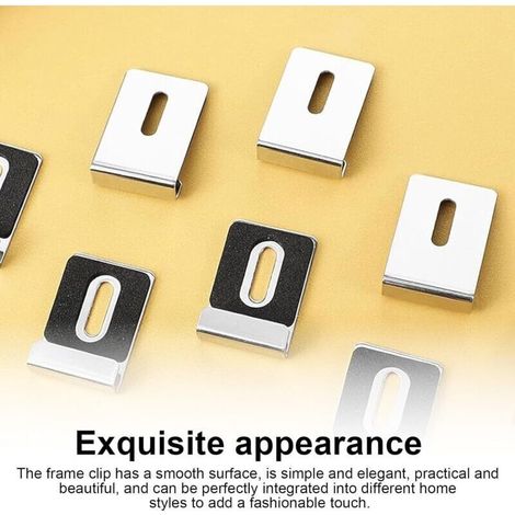 Carré Support Miroir, 8 Pièces Argent Mirror Clips, Acier Inoxydable en Forme de U Kit Fixation Miroir, avec Vis et Tube D'expansion pour Cadres Photo, Miroirs, Panneaux D'affichage (1/3)