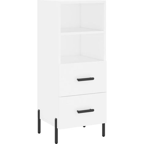 Buffet bahut commode armoire meuble de rangement organisateur cuisine salle de séjour salon 34,5 x 34 x 90 cm bois d'ingénierie blanc