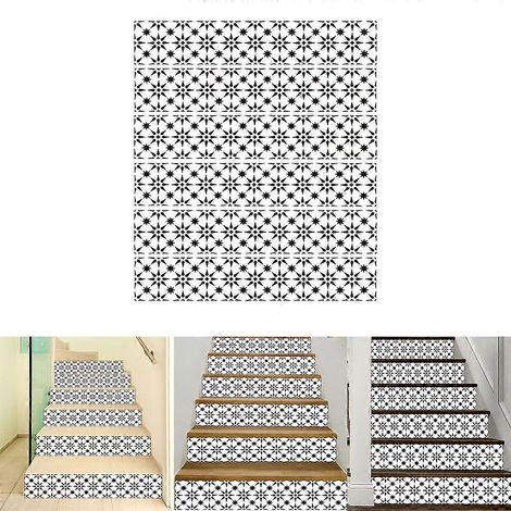 Lot de 6 stickers muraux décoratifs pour escalier, carrelage brillant, salle de bain ou cuisine. Imperméables et résistants au soleil. (1/4)