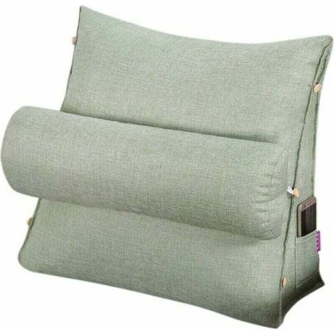 Oreiller de lecture et de télévision, oreiller de coussin de cale de dos avec réglable et poches, oreiller de dos de triangle, oreiller de lit de soutien de nuque, coussin de repos de sofa, (1/5)