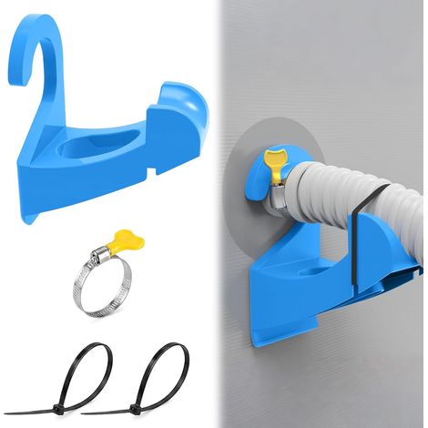 Supporto per tubo da piscina, accessorio per piscina con fascette e morsetti, adatto per tubi da 24-38 mm, supporto per tubo da piscina, base antiscivolo, per piscine fuori terra (1/5)