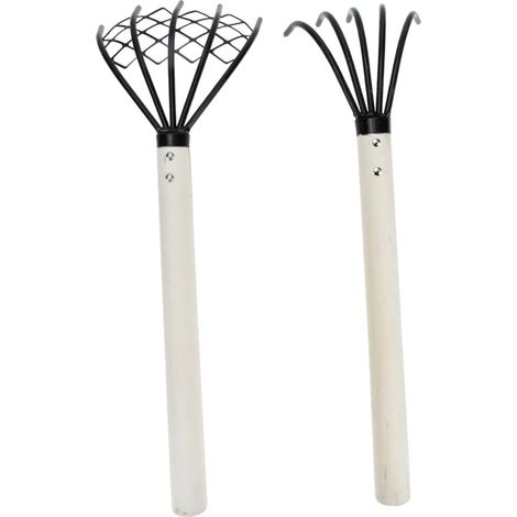 Lot de 2 Râteaux à Creuser en Fer et Bois Poignée Ergonomique, Outil Chasse et Plantation, pour Creuser Le Sol (1/5)