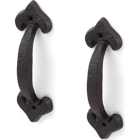 CCYKXA 4 Pièces Poignée Porte Coulissante Noire, Poignée de Porte Extérieure en Fer Forgé, Longueur 175 mm, Poignet de Portes Vintage avec Vis, Adaptée aux Remise, Garages, Granges, Placards (1/5)