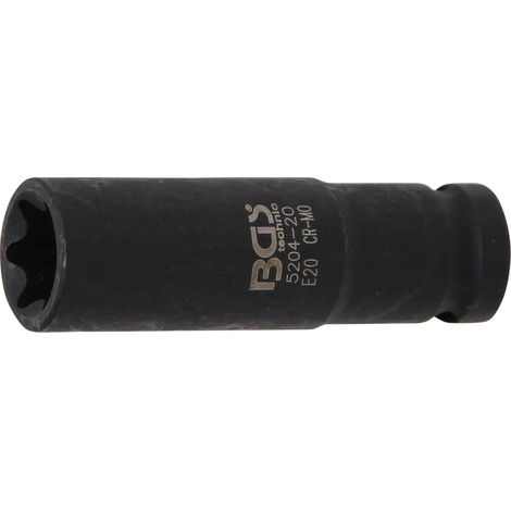 Kraft-Steckschlüssel-Einsatz E-Profil, tief  Antrieb Innenvierkant 12,5 mm (1/2")  SW E20