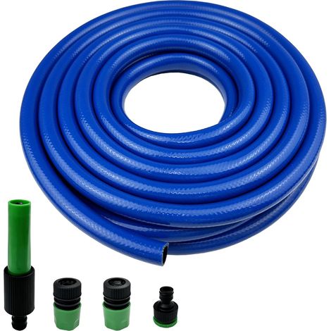 Tuyau d'arrosage court en PVC avec connexion rapide en plastique – 10 m, étanche et anti-nœuds, tuyau de raccordement ID de 12 mm pour machine à laver, camping-car, caravane (1/5)