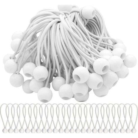 Confezione da 75 tenditori elastici, corde elastiche con palline, corde elastiche a molla, palline elastiche per tendoni, tende, striscioni e teloni -Crezuo