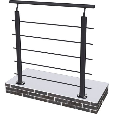 Ringhiera Parapetto in Alluminio Nero Opaco 100x100cm per interni ed esterni a Fissaggio a Pavimento (1/5)