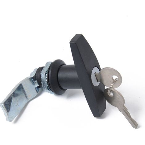 Serrure Poignée En T - Alliage De Zinc - Pour Porte De Garage Boîte À Outils Auvent De Remorque Caravane - Noir - 1 Pièce