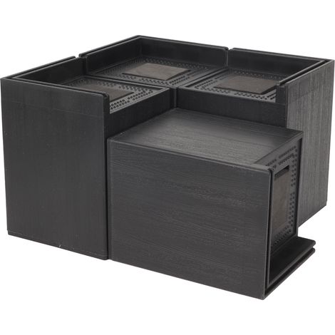 Lot de 4 rehausseurs de canapé carrés de 10 cm (4 pouces) en plastique noir, pour fixer les petits pieds pointus. (1/5)