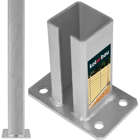 KOTARBAU® Support de Poteau - pour Clôture - Acier Galvanisé à Chaud - 70 x 70 mm - Argent - Pied De Poteau - à Visser - Robuste et Résistant (1/5)