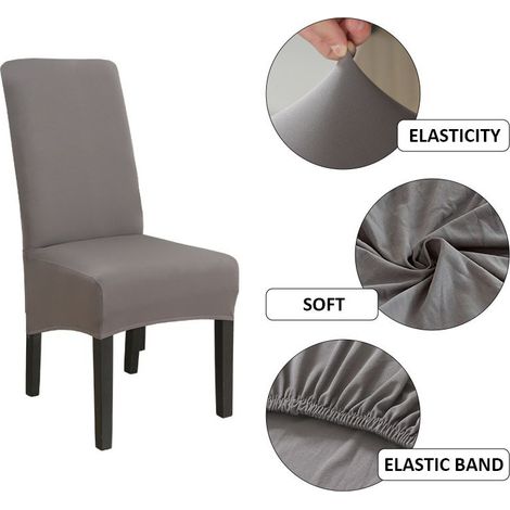 Lot de 6 housses de chaise extensibles universelles en microfibre lavable, protection de sièges (1/4)