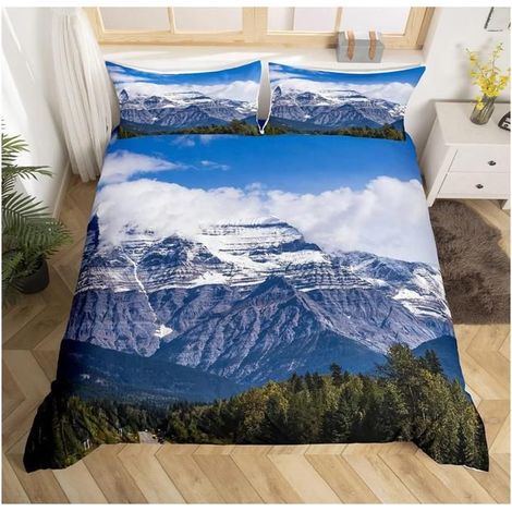 Montagne Ensembles de Housse de Couette Arbres Paysage Naturel Art Parure de Lit 200x200cm Montagne Randonnée Aventure - AUB (1/4)