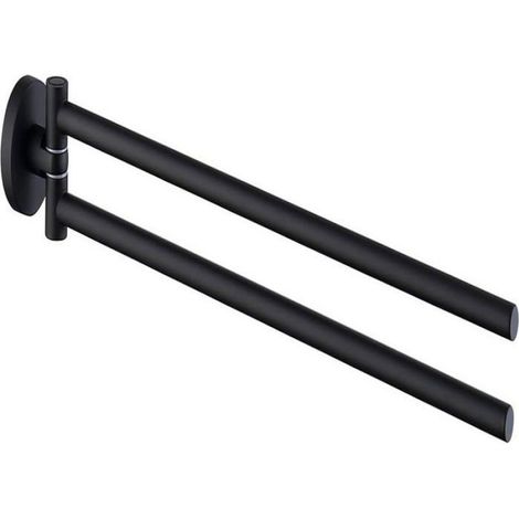 Porte-serviettes - - 41 cm - Noir mat - Acier inoxydable SUS304 - 2 barres rotatives 180° (1/5)