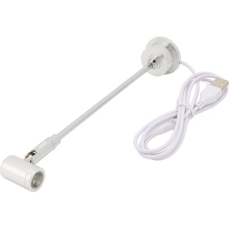 Spot LED USB 1W aluminium posable meuble vitrine présentoir bijoux tête pivotante lumière naturelle collection art (1/5)