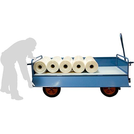 Carrello con ruote anteriori girevoli 1000kg - 2 schienali 2 sponde in lamiera - Piano 2500x1200mm - 800007124