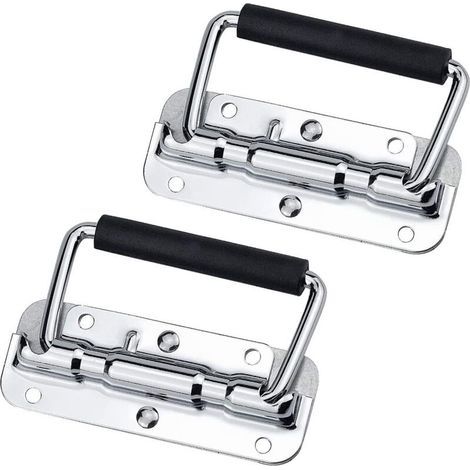 2 Pièces Porte en Métal Extracteur Poignée, Poignée Pliante à Ressort, Poignée de Coffre en Métal, Caisse Poignée Encastrable, Poignée de Caisse, pour Boîte de Rangement Toolbox (1/5)