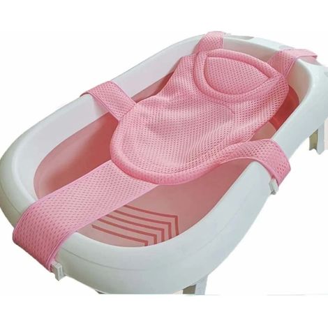 Siège de bain réglable pour nouveau-né, hamac de douche avec filet, support ajustable pour bébé, lit de bain rose (1/5)
