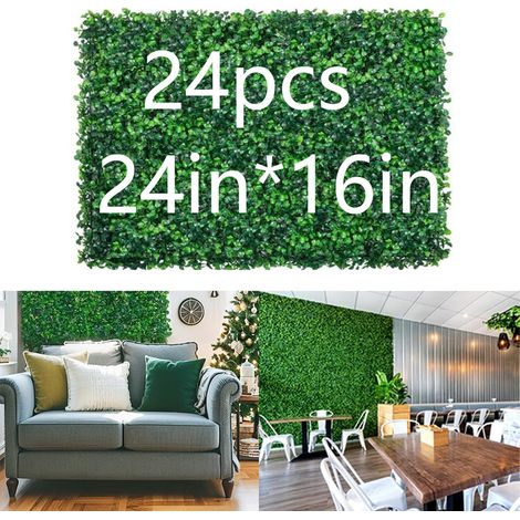 24er-Pack Kunstliche Graswände 24x16 Zoll PE für Gartenzaun und Balkon (1/5)