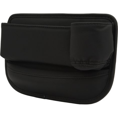 Organisateur d'espace entre sièges auto en similicuir, boîte de rangement multifonctionnelle avant avec porte-gobelet droit, vide-poche latéral pour console centrale (1/5)