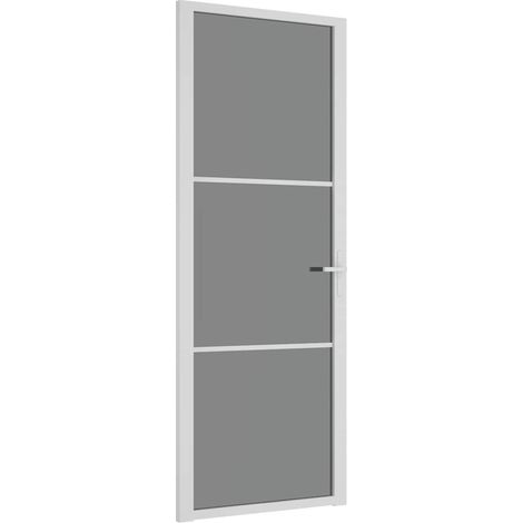 vidaXL Puerta interior vidrio EGS y aluminio blanco 76x201,5 cm (1/2)