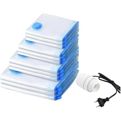 Sacs de rangement sous vide électriques avec pompe, lot de 12 sacs de voyage pour bagages, vêtements et couvertures, dimensions : 40 x 60 à 70 x 100 cm, prise européenne-AquaForge (1/5)