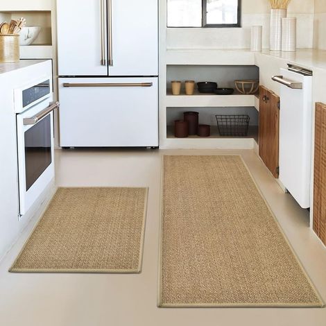 Tapis de cuisine absorbant pour décoration intérieure et extérieure, lavable, dimensions 43 x 73 cm et 43 x 118 cm, lot de 2 pièces (1/5)