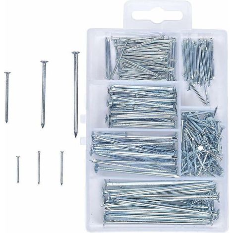 Assortiment de 280 clous galvanisés à tête plate pour la construction, la peinture, le bois et autres travaux divers. (1/5)