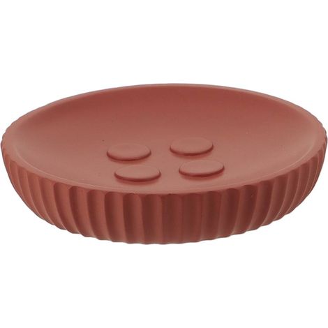 Seifenschale aus polyresin rund gestreift - terracotta - Tendance