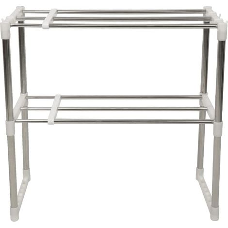 1 Étagère Micro-Onde, Réglable, Acier Inoxydable, 2 Niveaux, Cuisine Salle De Bain (1/5)