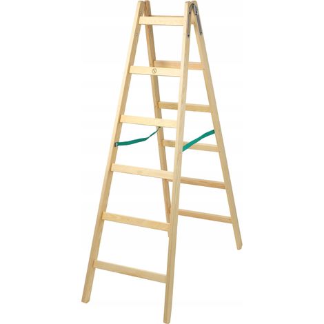 KADAX Holzleiter, Bockleiter bis 150 kg, klappbare Malerleiter, 6 Stufen