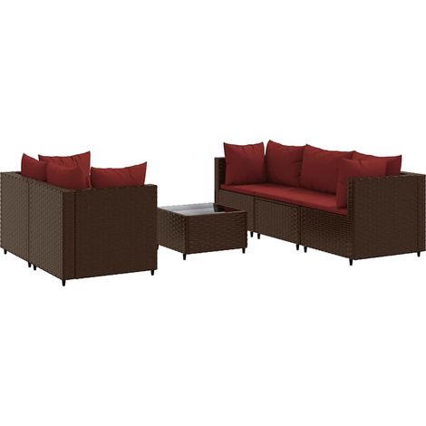 Maison Exclusive - Set Mobili da Giardino 6pz con Cuscini in Polyrattan Marrone