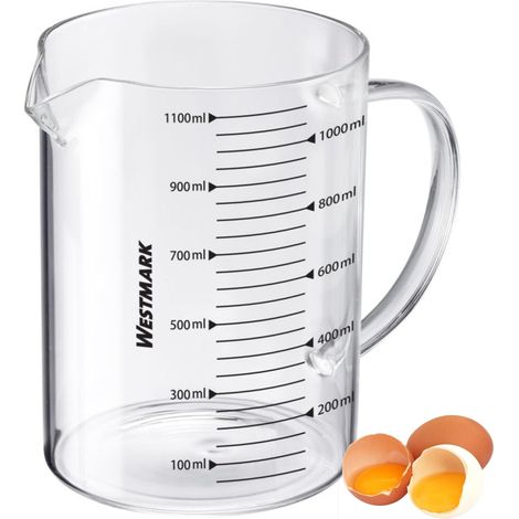 Gobelet Doseur - pour Mesurer les Ingrédients de Cuisine et de Pâtisserie, Adapté au Micro-Ondes, Résistant à la Température, Poignée Ergonomique - 1,1 Litres (1/5)