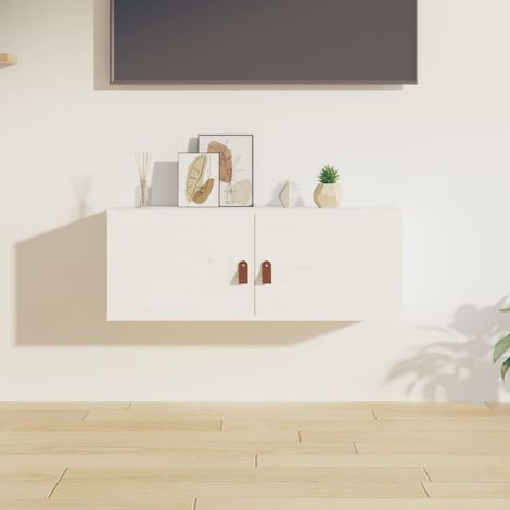 vidaXL Pensile Bianco 80x30x30 cm in Legno Massello di Pino (1/5)