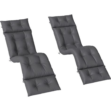Set aus 2 dicken, bequemen Liegenkissen – 6 Bänder, 190 x 56 x 10 cm, dunkelgrau