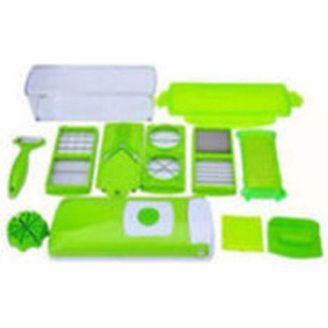 Mandoline coupe-légumes - - - 12 pièces - Lames inox - Polyvalente (cubes, tranches) (1/4)