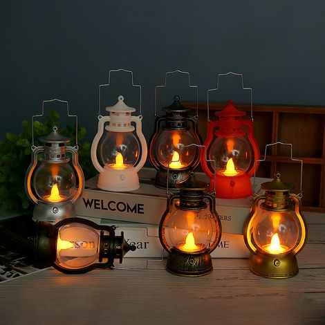 7-teiliges Halloween-Dekorationsset, Halloween-Petroleumlampe, Petroleumlampe im altmodischen europäischen Stil, tragbare Öllaterne, Halloween-Lampe für Camping im Freien (1/4)