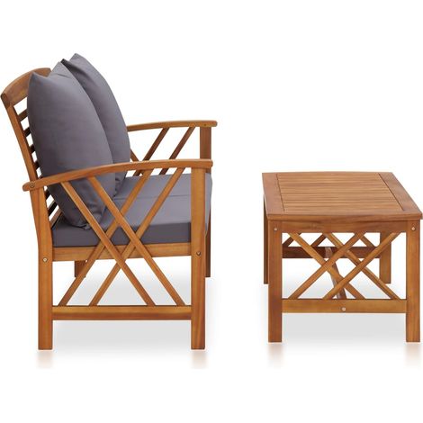 Salon de jardin 2 pcs Contemporain, Ensemble repas de jardin, avec coussins Bois d'acacia solide OIB4151E (1/5)