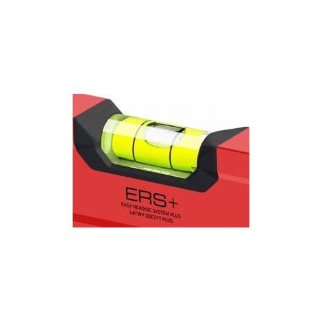 PRO600 Nivel de burbuja 80cm con perfil ergonómico - ERS+ (Easy Reading System) Nivel de precisión con tapones antichoque - Color Rojo (1/3)