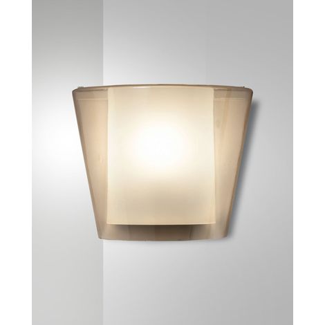 Lampada da Parete Viki in Metallo e Vetro Colore Ambra, Attacco E27 40W, Design Elegante per Interni IP20, 28.5x14.5x23.5 cm - Classe 1