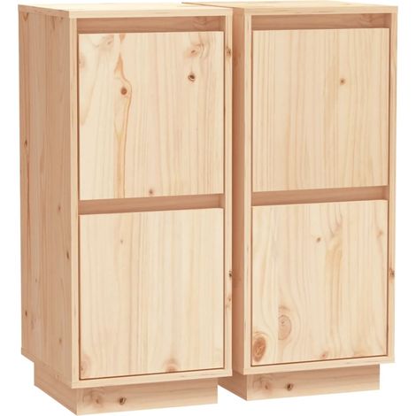 Aparador buffet cómoda armario mueble organizador cocina salón salón juego de 2 31,5 x 34 x 75 cm madera maciza de pino marrón 020036635